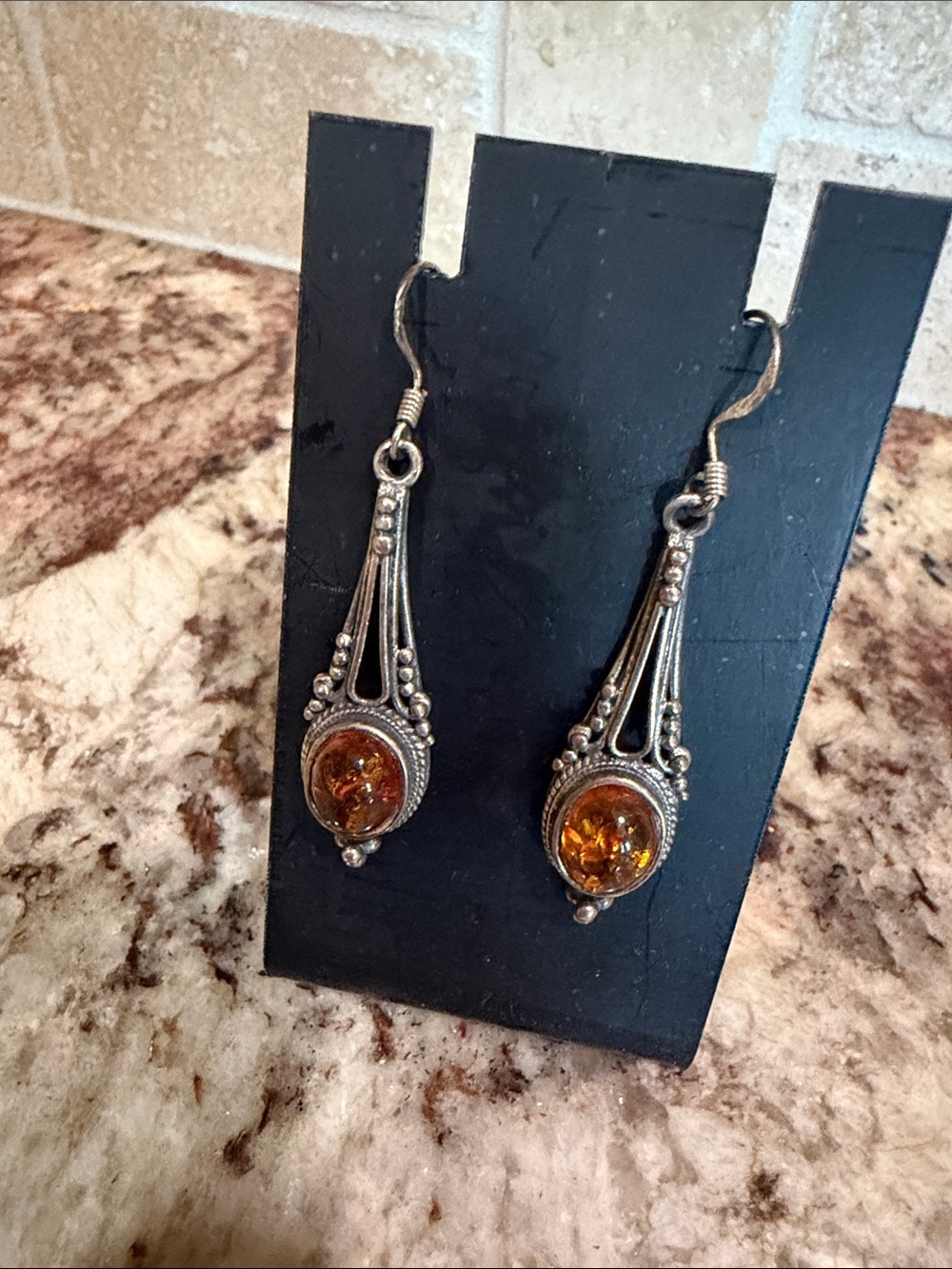 Amber Glass Drop Earrings - Women Jewelry